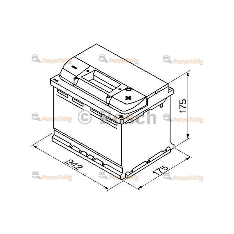 Akü, 12V 60Ah Bosch Akü S4 Alçak 0092S40310