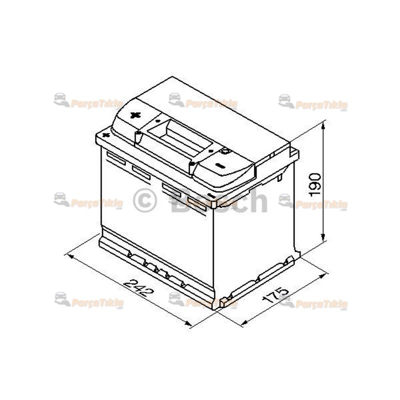 Akü, 12V 62Ah Bosch Akü S4 (Ters) 0092S40440