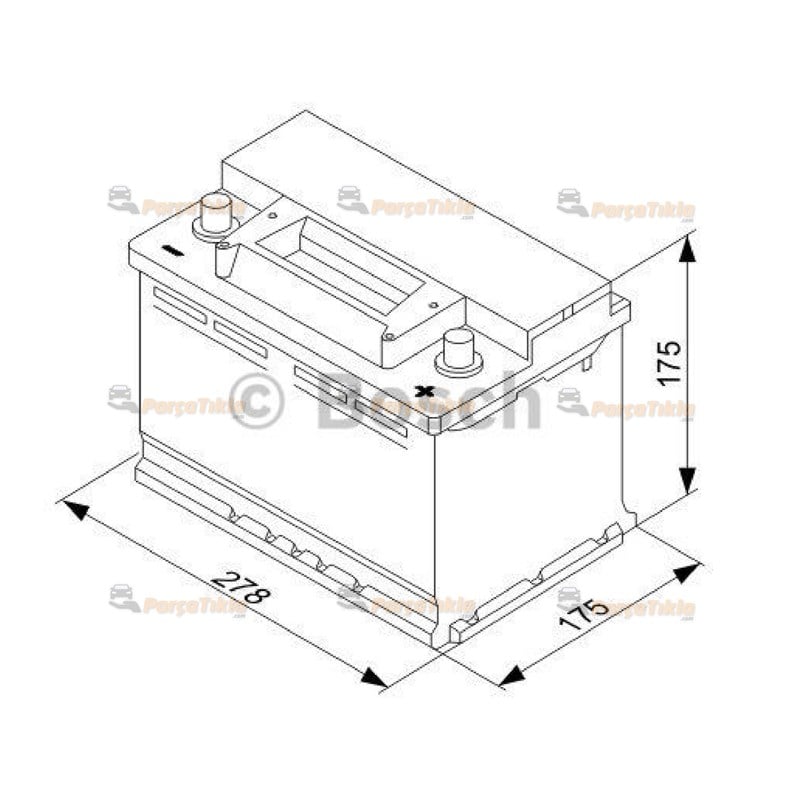 Akü, 12V 65Ah Alçak Akü Bosch Opel Ford 0092S30650