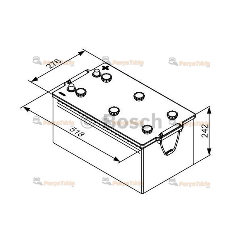 Akü, 12V 200Ah Bosch Akü 0092T30840 Siyah Sulu
