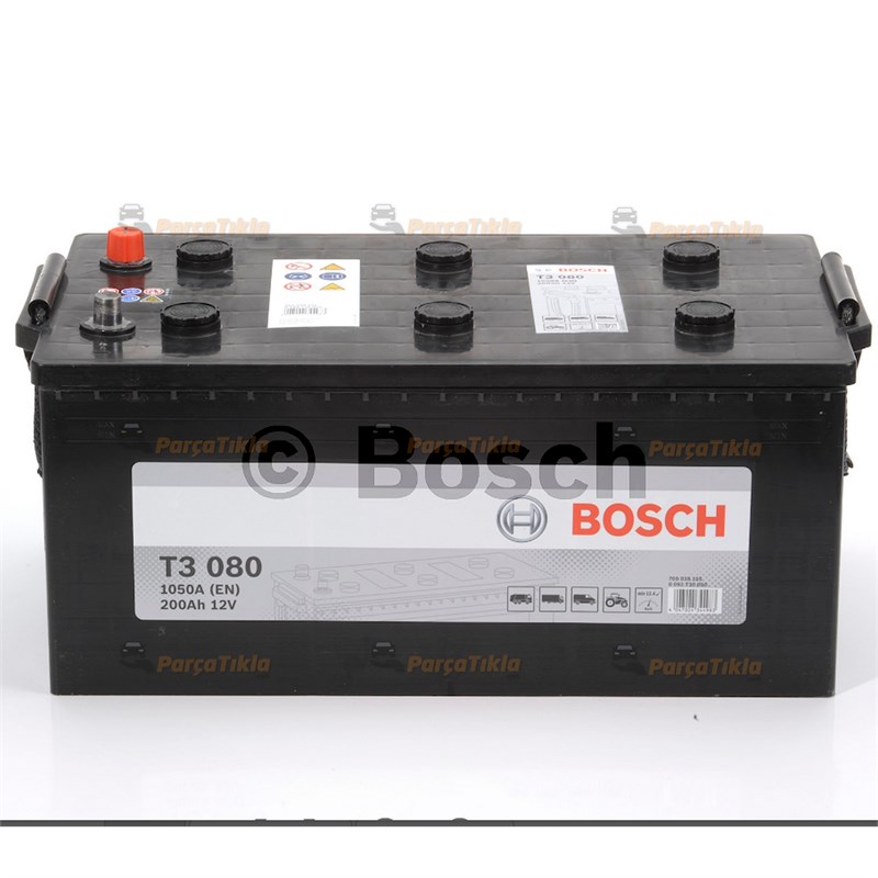 Akü, 12V 200Ah Bosch Akü 0092T30840 Siyah Sulu