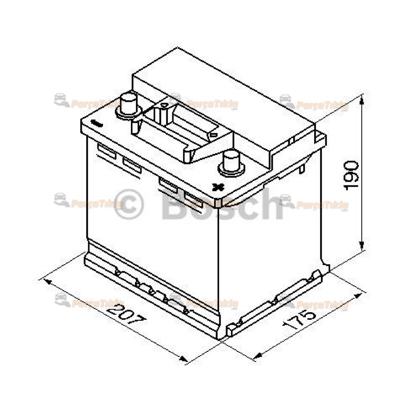 Akü, 12V 44Ah Bosch Akü S3 Marş Akü 0092S30045