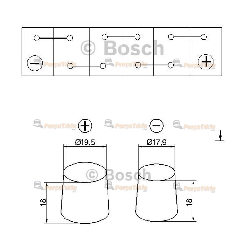 Akü, 12V 44Ah Bosch Akü S3 Marş Akü 0092S30045