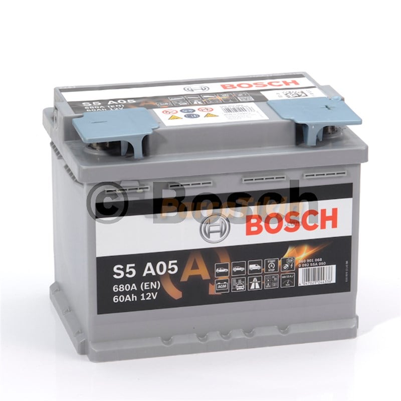Akü, 12V 60Ah S5 Agm Bosch Start Stop 0092S5a030