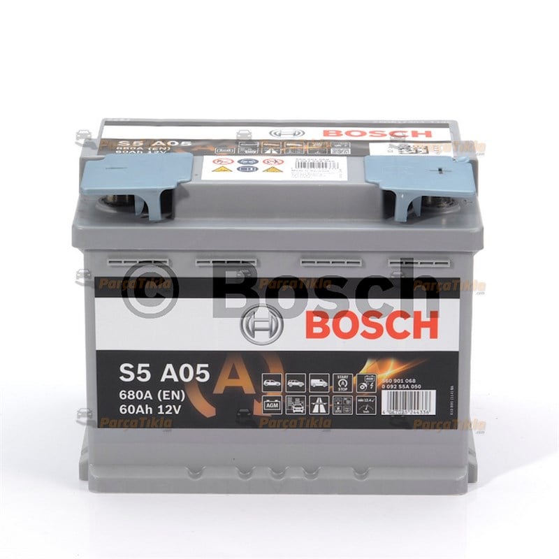Akü, 12V 60Ah S5 Agm Bosch Start Stop 0092S5a030