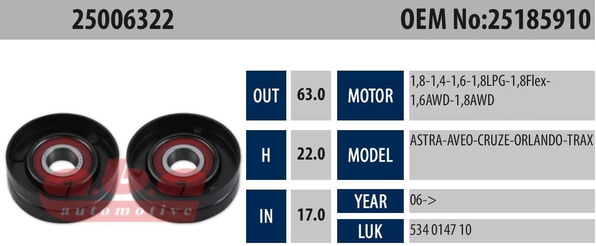 Gergi Rulmanı Saç Daf 17x63x22 Aba25006322 | Aba 25006322