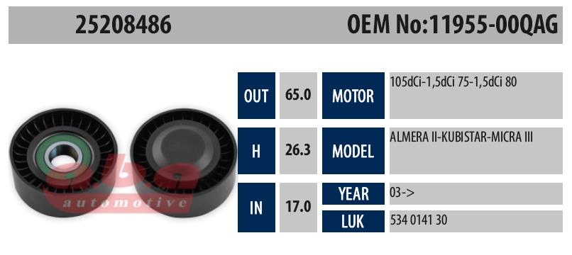 Gergi Rulmanı Aba 25208486 17x65x26,3 | Aba 25208486