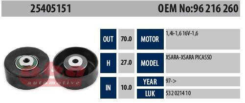 Alternatör Gergi Rulmanı Peugeot 206 1.6 Tu3jp Ac | Aba 25405151