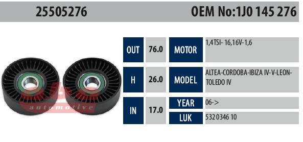 Gergi Rulmanı Vw Golf Passat Jetta Seat Audi 17x76x26 | Aba 25505276