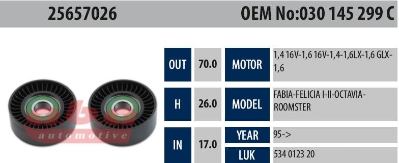 Gergi Rulmanı Aba25657026 17x70x26 Audi-toyota | Aba 25657026