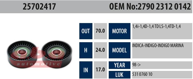 Gergi Rulmanı Xx Aba Pls-25702417 17x70x24 Tata Indıca 17x70x24 | Aba 25702417