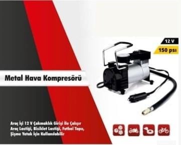 Hava Kompresörü 12v Lastik Şişirme Metal Çift Silindir Hava Kompresörü Metal Çift Pistonlu | Aem 191508