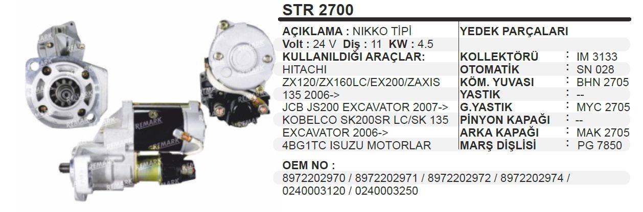 Marş Motoru 24v 11diş Kobelco Jcb 2kulak Hıtachı Zx120 Ex200 Jcb Kobelco Lc Sk 135 Isuzu Motorlar Sumıtomo Isuzu Motorlu İş Mak | Aes Str2700