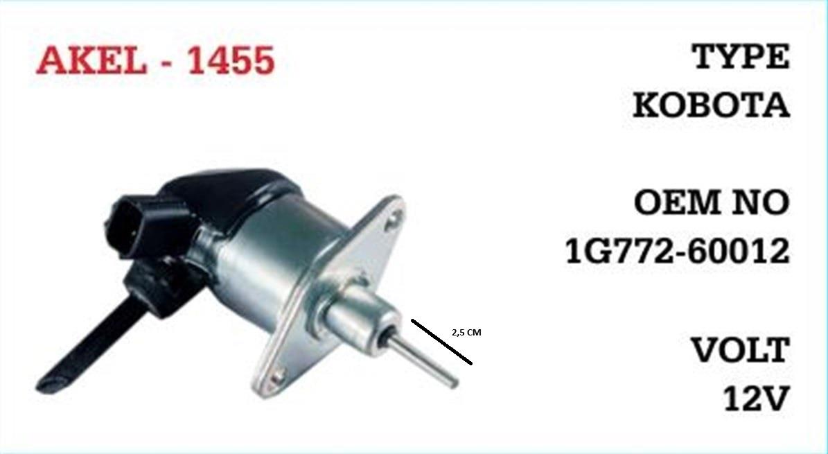 Stop Otomatiği 12v Kubota Kobota / Çubuk Uzunluğu 2,5 Cm | Akel 1455