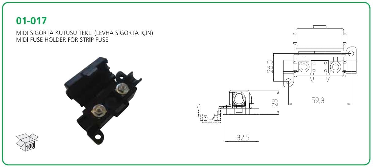 Sigorta Yuvası Kutusu Midival Megaval Tekli-------------aks01-017 | Aksa 01017