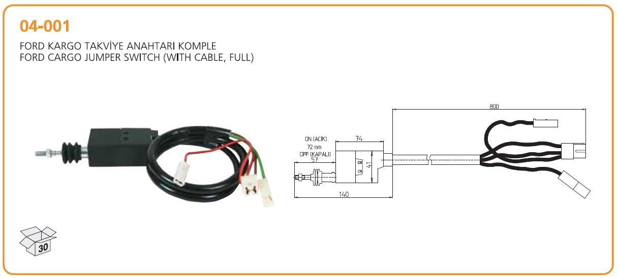 Ford Cargo Çekmeli.kabl Takviye Anahtarı-ak.04-001 | Aksa 04001