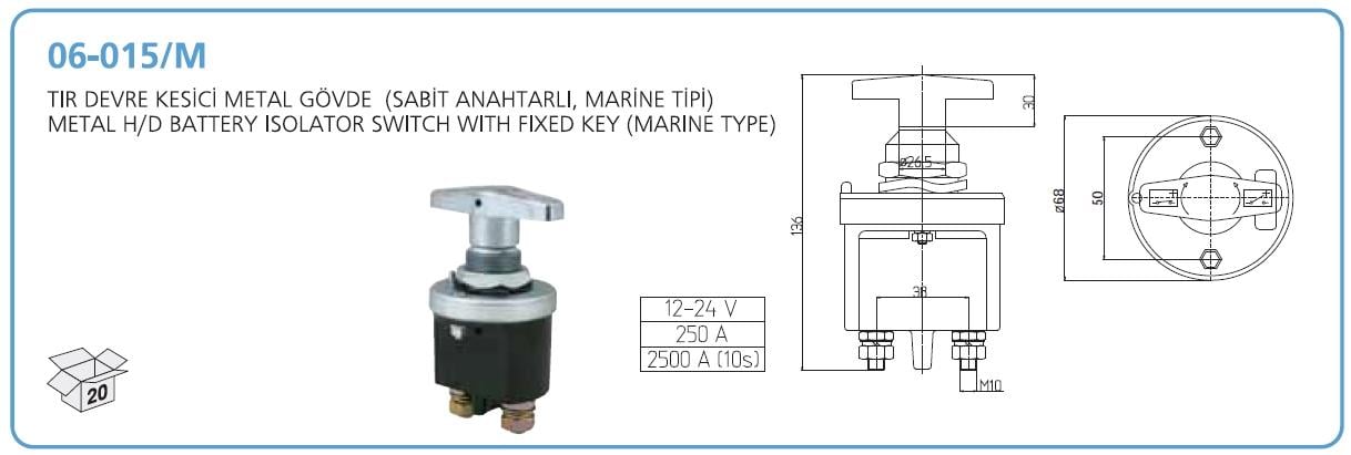 Tır Devre Kesici Metal Sabit Marin Tip Aksa06015n | Aksa 06015m