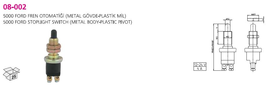 Fren Müşürü Metal Gövdeli Plastik Mil Ford 2500 5000 2.5 Dizel | Aksa 08002