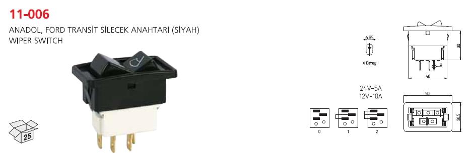 Anahtar Silecek Anadol Em Ford Transit Em 2.5 010602 | Aksa 11006