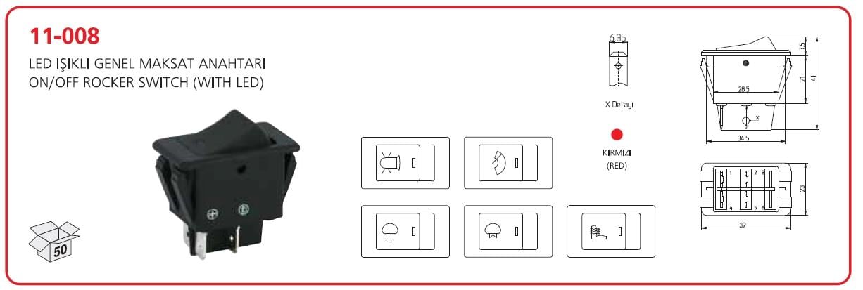 Far Anahtarı Siyah Ak.85 | Aksa 11008