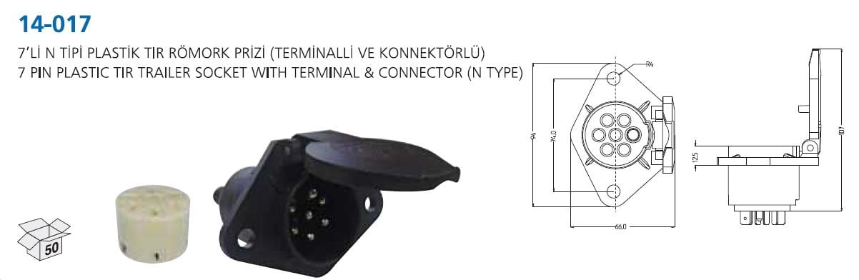 Tır Römork Fişi 7li Plastik (erkek) Aksa-14-017 | Aksa 14017
