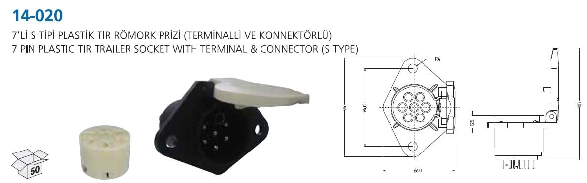Tır Römork Fişi 7li Plastik (erkek) Aksa14-020 | Aksa 14020