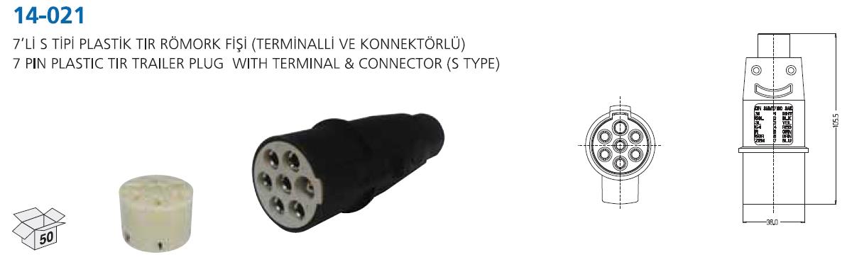 Tır Römork Fişi 7li Plastik (dişi) Aksa14-021 | Aksa 14021