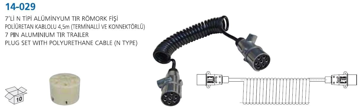 Tır Romörk Fişi 7li Metal (kablolu) Aksa14-029 | Aksa 14029