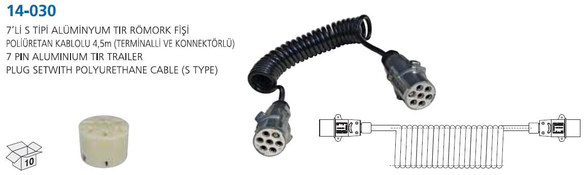Tır Romörk Fişi 7li Metal (kablolu) Aksa-14-030 | Aksa 14030