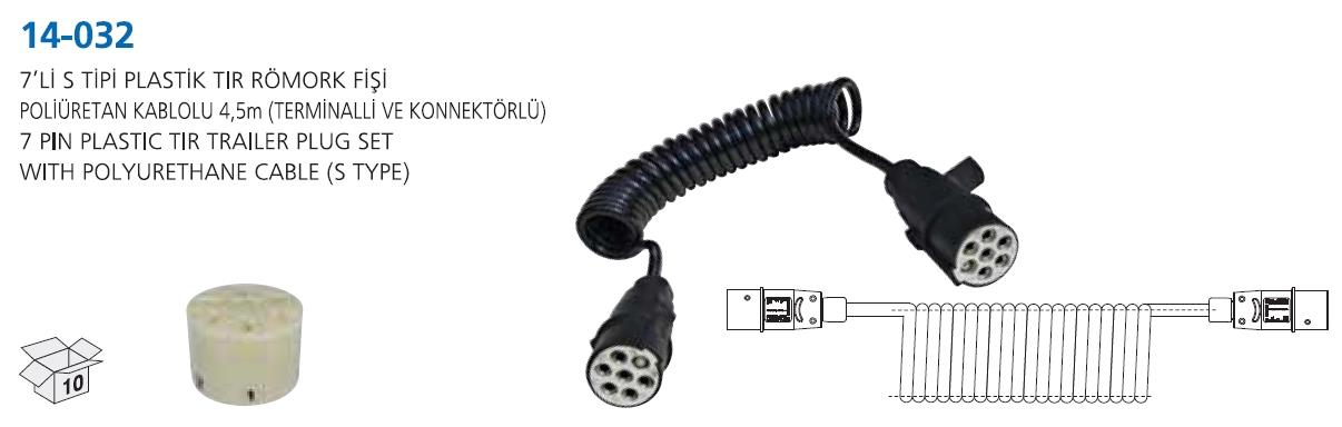 Tır Römork Fişi 7li Plastik (kablolu) Aksa 14032 | Aksa 14032