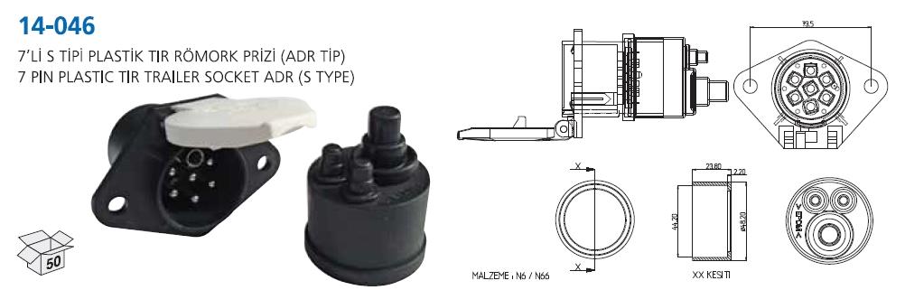 Tır Römork Fişi 7li Plastik (erkek) Aksa14-046 | Aksa 14046