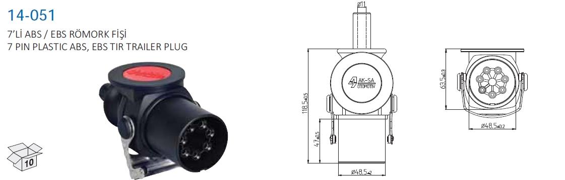 Tır Römork Fişi 7li Abs-ebs (dişi) Aksa14-051 | Aksa 14051