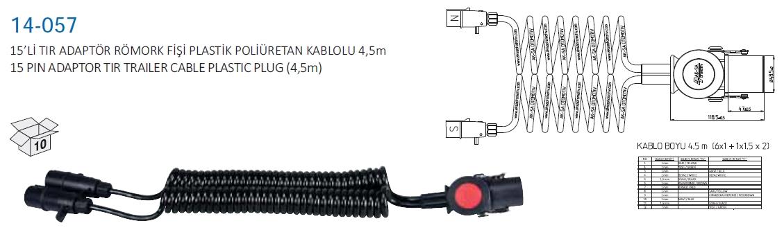 Tır Römork Fişi 15li Abs-ebs (kablolu) Aksa14057 2 Erkek 1 Dişi | Aksa 14057