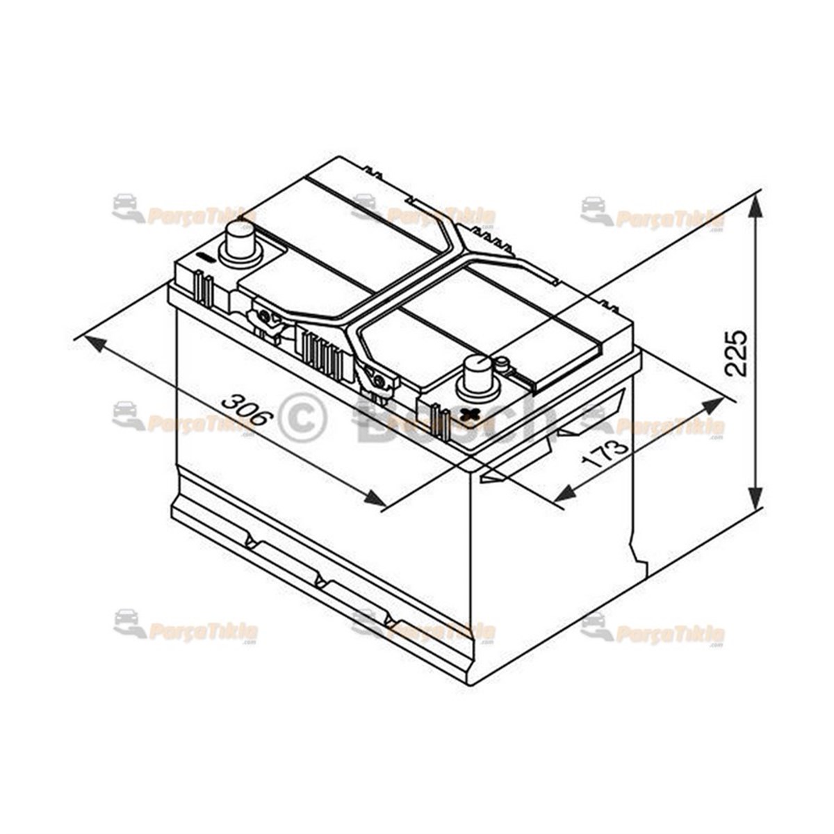 Akü, 12V 95Ah Bosch Akü S4 0092S40570 800A