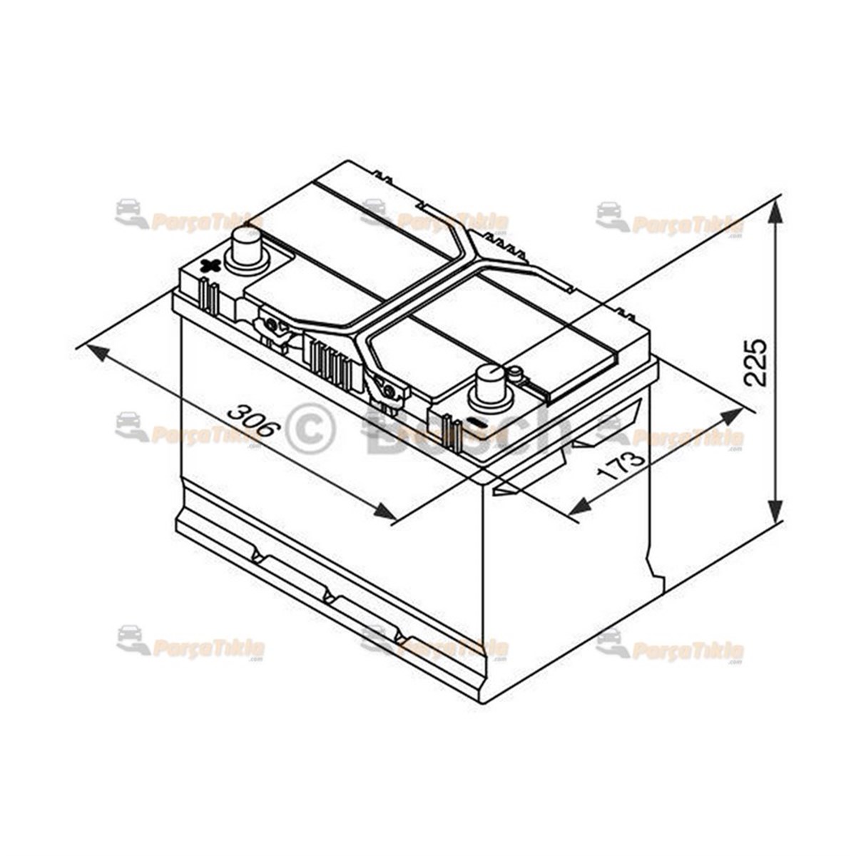 Akü, 12V 95Ah Bosch Akü S4 Ters 0092S40580