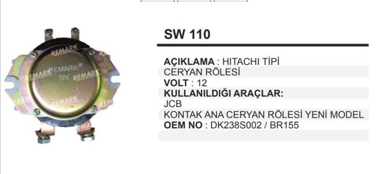 Akü Şalteri 12v 4terminal 12v-devre Kesici-iş.makin.ara Otom 12v Akü Salteri 12v 4 Termınal Jcb Sw110 | Remark Sw110