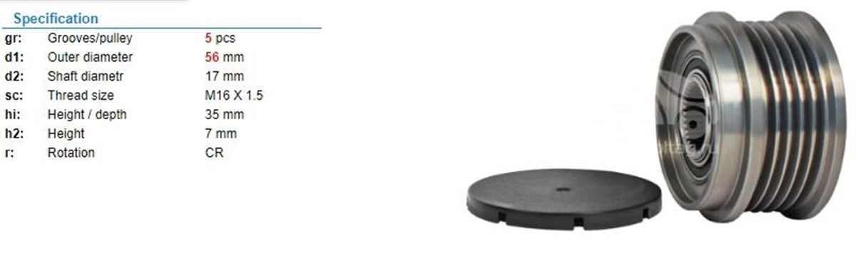 Alt.kasnağı 5kan Audi Vw Skoda 226322 Oap-7076 | Ith Ksn00810