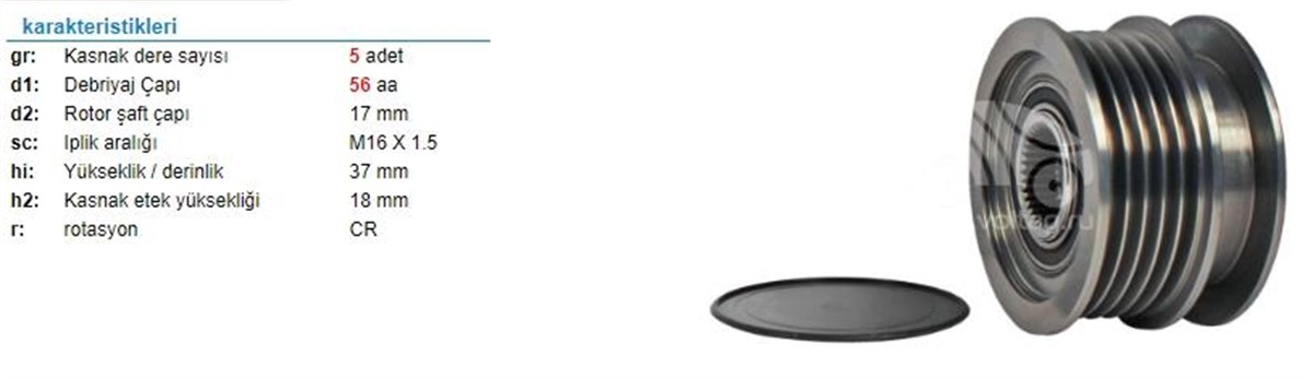 Alt.kasnağı 5kan Clio Megan Scenic 230147-911610 | Ith Ksn11610