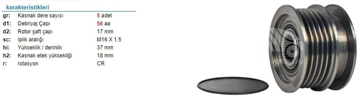 Alt.kasnağı 5kan Clio Megan Scenic 230147-911610 | Ith Ksn11610