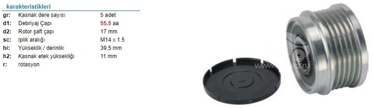 Alt.kasnağı 5kan Ford Focus Volvo | Ith Ksn21810