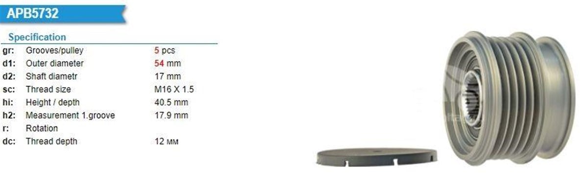 Alt.kasnağı 5kan Ford Mondeo Volvo 553392-91301 Gtoap7126 535012110 Valeo-588064 | Valeo 588064