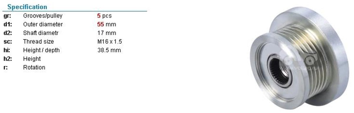 Alt.kasnağı 5kan Renault Clio Megan Kango Takozlu Syf30381 | Ith Ksn11610t