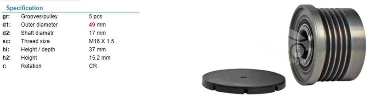 Alt.kasnağı 5kan Renault Trafic Laguna Doblo 234637 | Ina 535004810