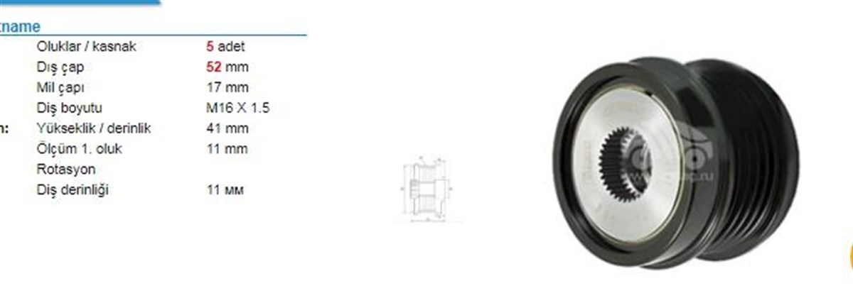 Alt. Kasnağı 5kan Rulmanlı Mercedes Benz A Serısı/b Serısı/cla Serısı/gla Serısı 535027210 920484 | Schenna Ksn27210