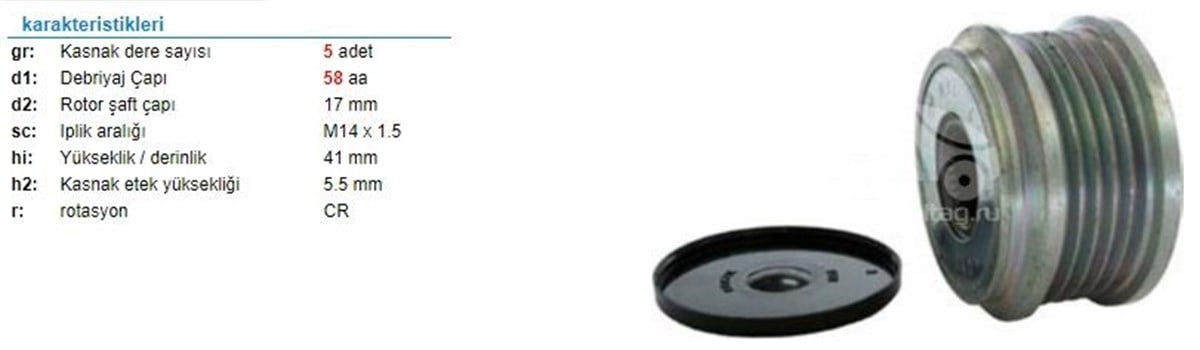 Alt.kasnağı 5kan Toyota Corolla Avensis Rav4 Prevıa Rv4 Iı 2.0 D-4d18410 | Ith Ksn18410