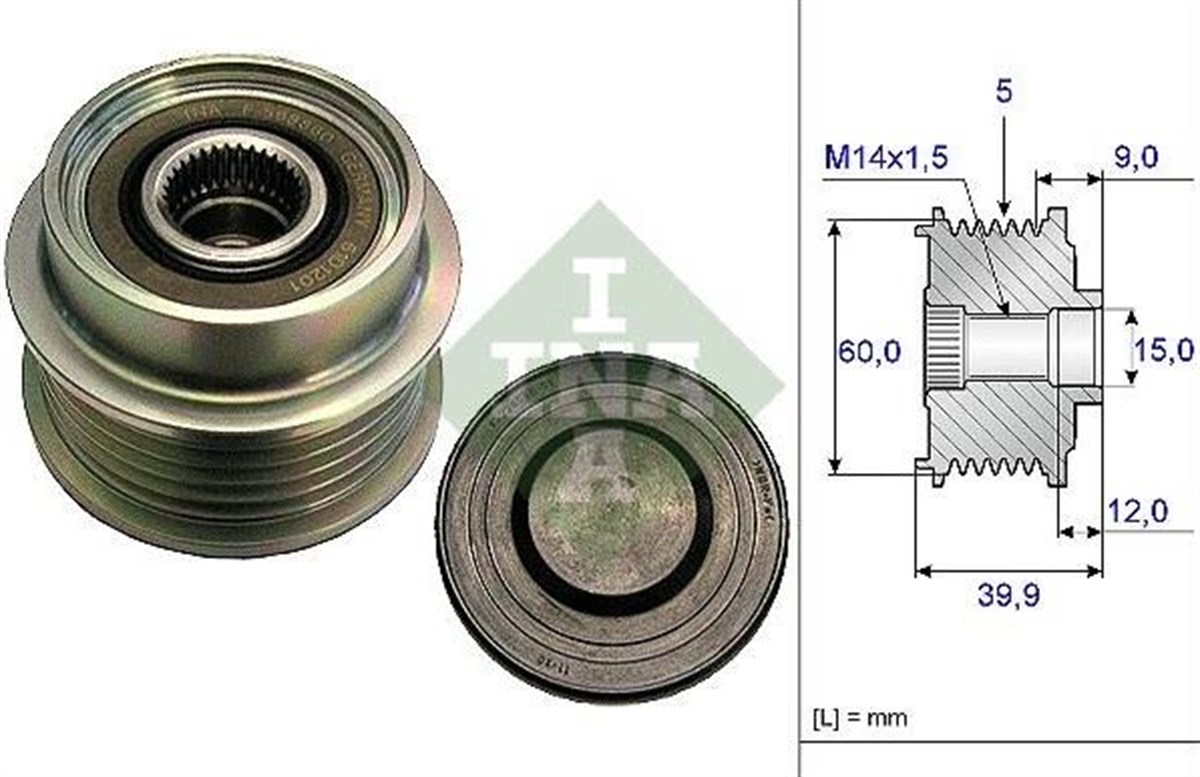 Alt.kasnağı 5kan Toyota Yarıs 1.4 D-4d 2001-2005 | Ina 535018010
