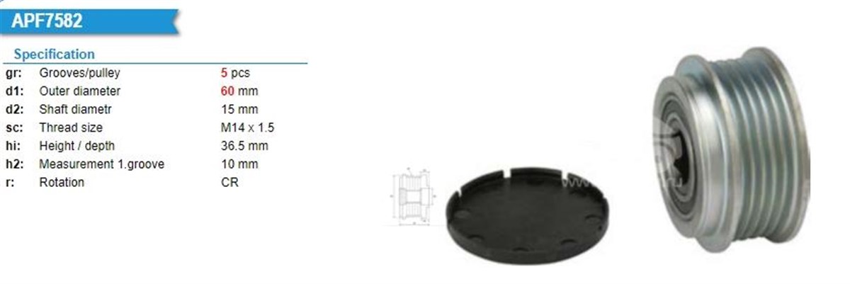 Alt.kasnağı 5kan Toyota Yarıs 1.4 D-4d 2001-2005 535018010 Valeo-588097 | Valeo 588097