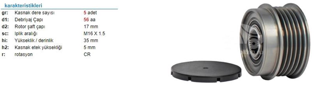 Alt.kasnağı 5kan Vw Caddy Audi | Ith Ksn00510