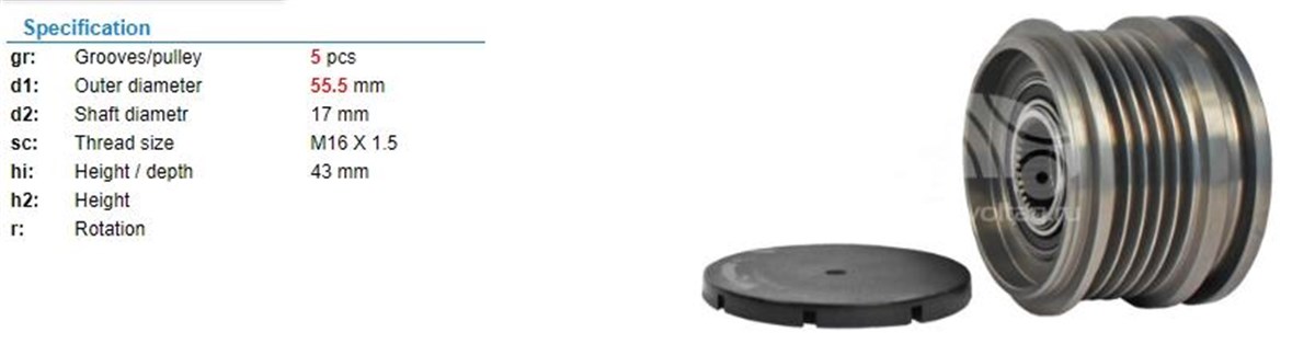 Alt.kasnağı 5kan Vw Seat Kas F-226556-55468 | Ina 535000910