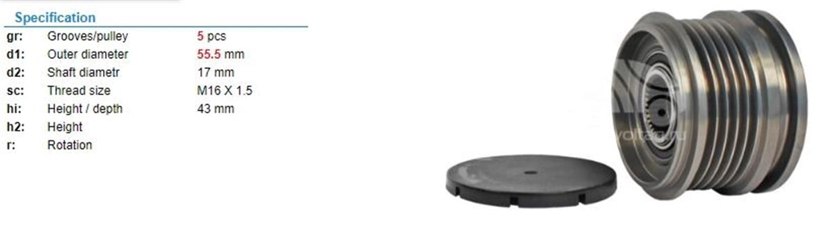 Alt.kasnağı 5kan Vw Seat Kas. F-226556-55468 | Ith Ksn00910